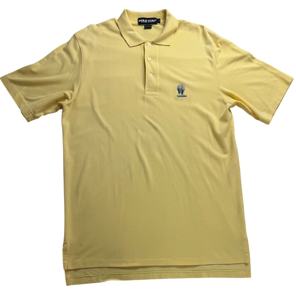 Ralph Lauren Polo Golf Yellow Debordieu Short Sleeve Polo Shirt Mens L